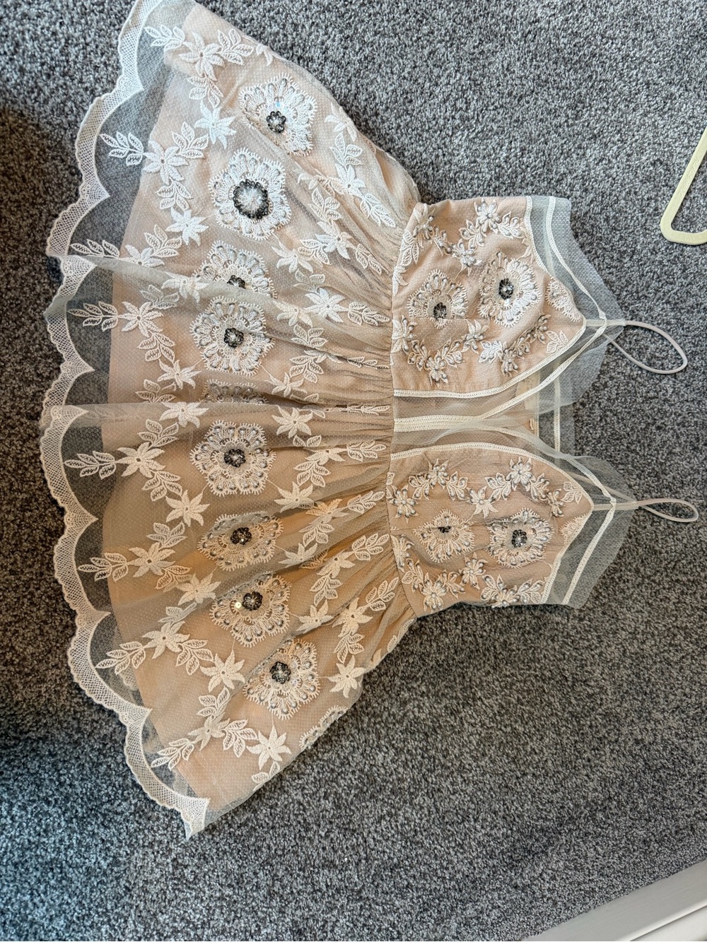 Anthropologie Beige Floral Lace Mesh Cami Top